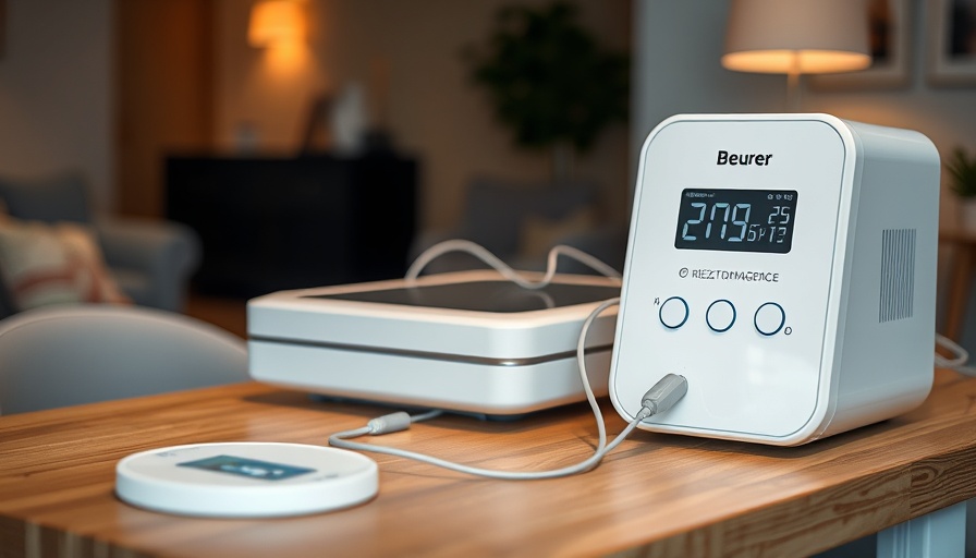 Beurer EM 49 Reizstromgerät on table with display and electrodes.