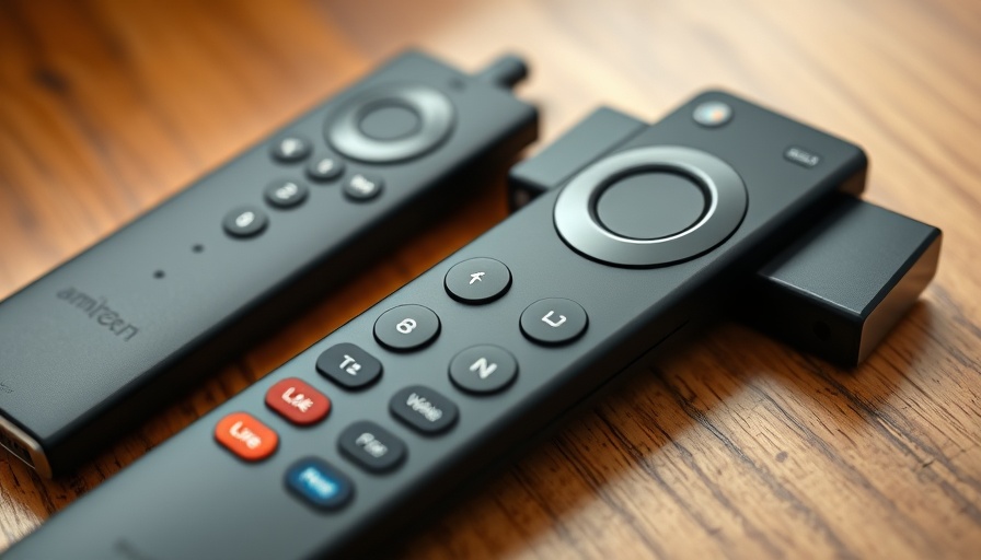 Fire TV Datenschutz Funktionen: Close-up of Fire TV remote and stick.