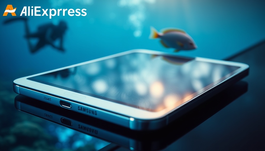 Samsung-Tablet unter 100 Euro displayed on AliExpress showcasing underwater scene.