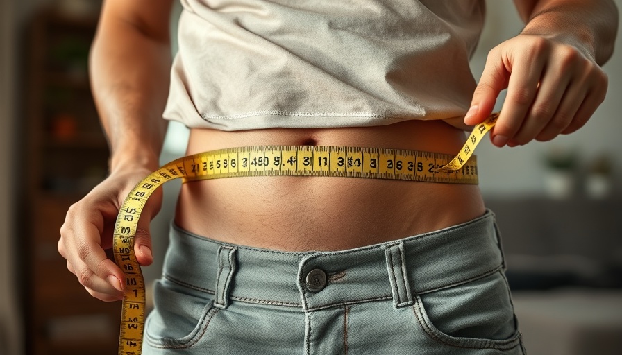 Person measuring waist at home for calorie burning.