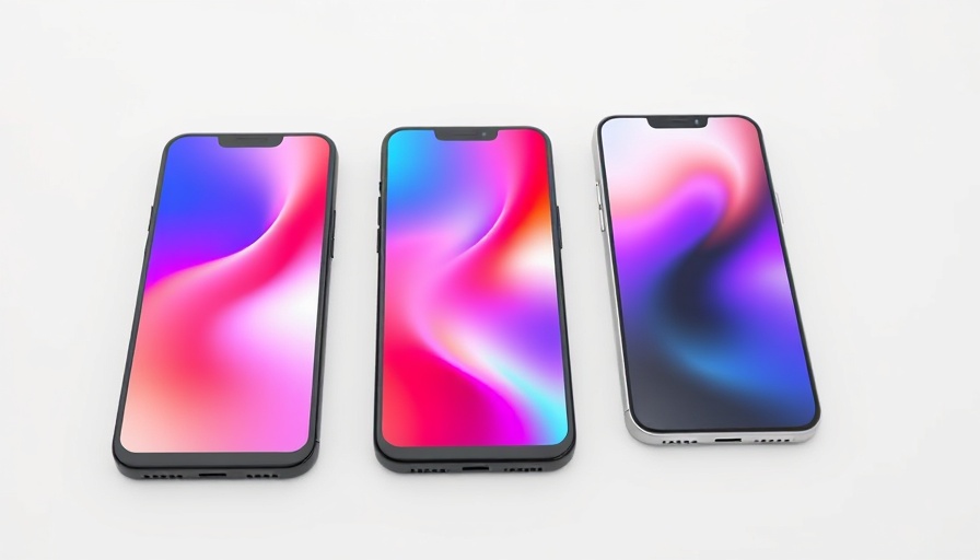 Sleek smartphones trio showcasing iOS 19 update features.