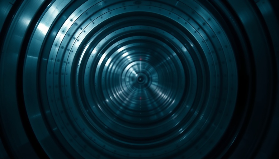 Abstract view of a metallic tunnel resembling a digitale Brieftasche.
