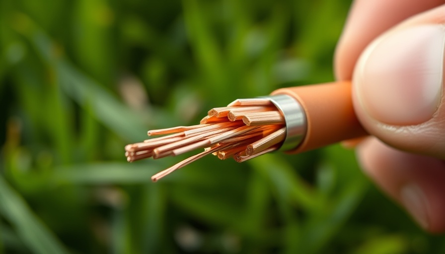 Close-up of copper wire cable in Kupfer-Glas-Migration context