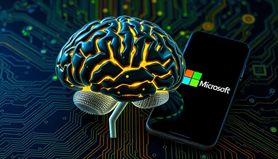 Futuristic digital brain with Microsoft logo on circuit board, symbolizing advancements in data centers.
