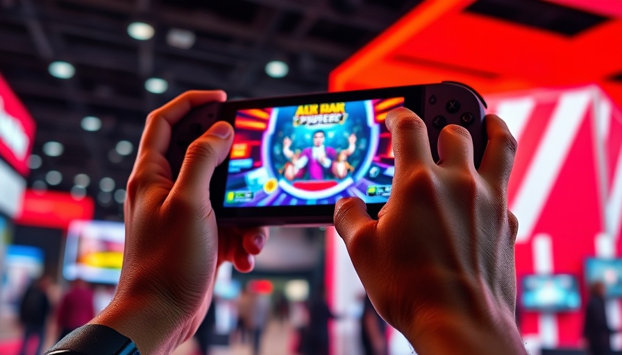 Nintendo Switch 2 hands-on experience with vibrant red backdrop.