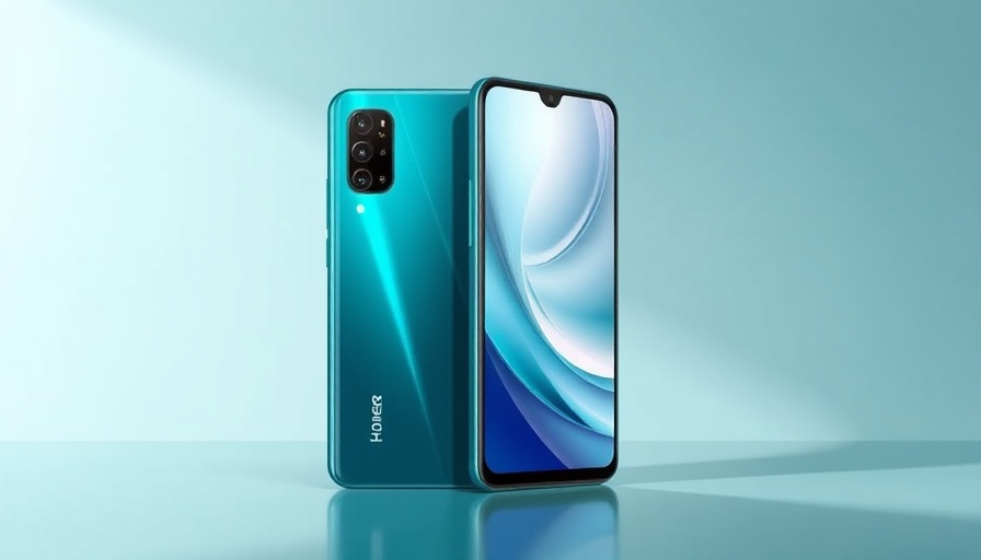 Teal Honor 400 Lite smartphone, sleek design and dual display.