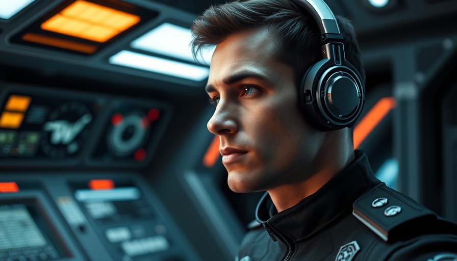 Starship crew member with cybernetic features in a futuristic control room for Star Trek Trekkie Quiz Datenschutz.