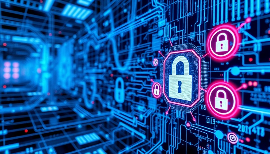 Digital security concept with software vulnerability symbols.
