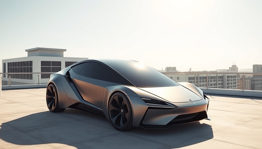 Futuristic Tesla Cybertruck parked on a rooftop in sunlight.