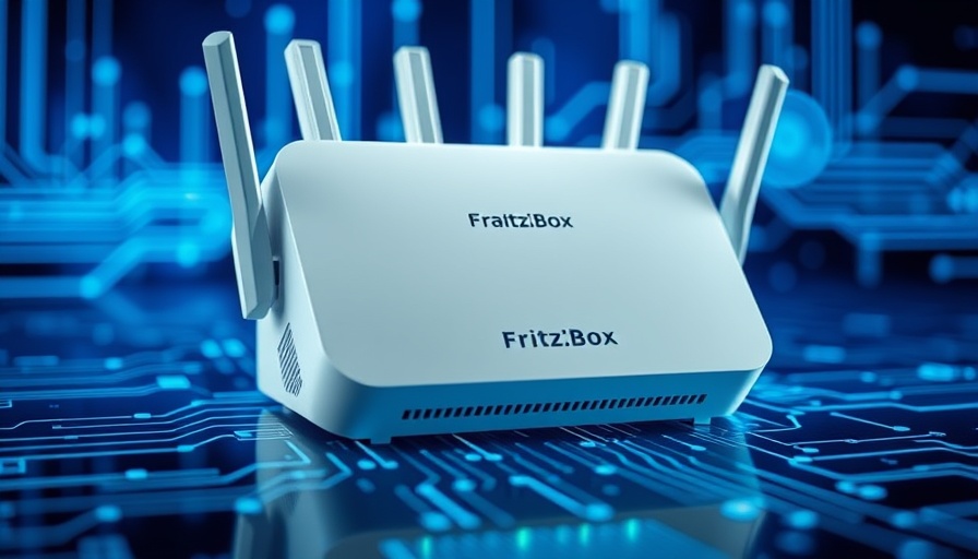 FritzOS 8.1 Internet-Ausfallschutz modern router with LED indicators.