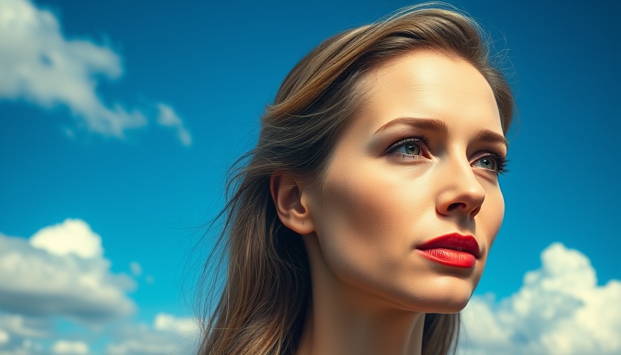 Surreal transition of portrait to ID card in blue sky.