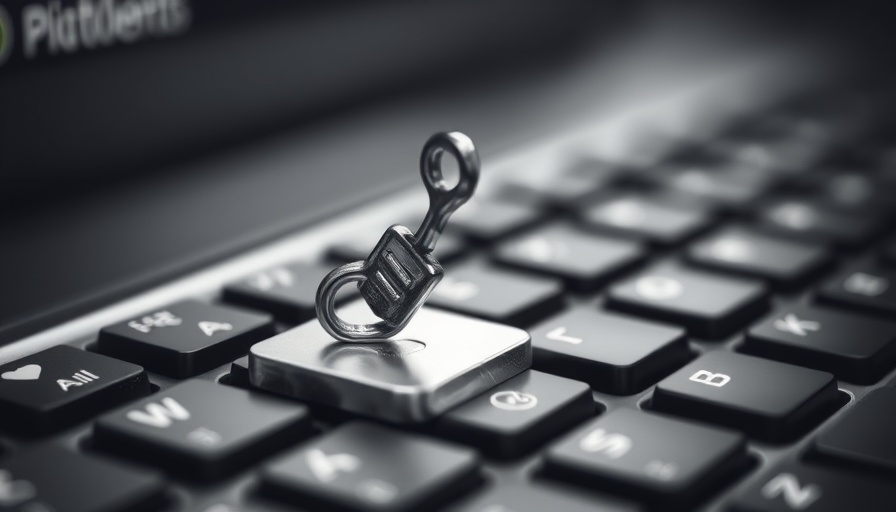 Cyberattack illustration: key on hook over keyboard symbolizing cyber threats.