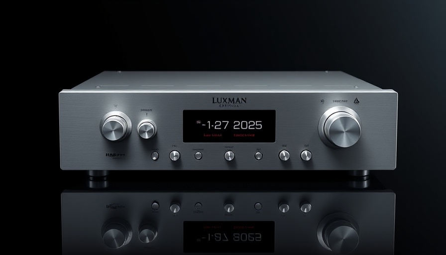Luxman P-100 Centennial Kopfhörerverstärker with a sleek design in a dark setting.
