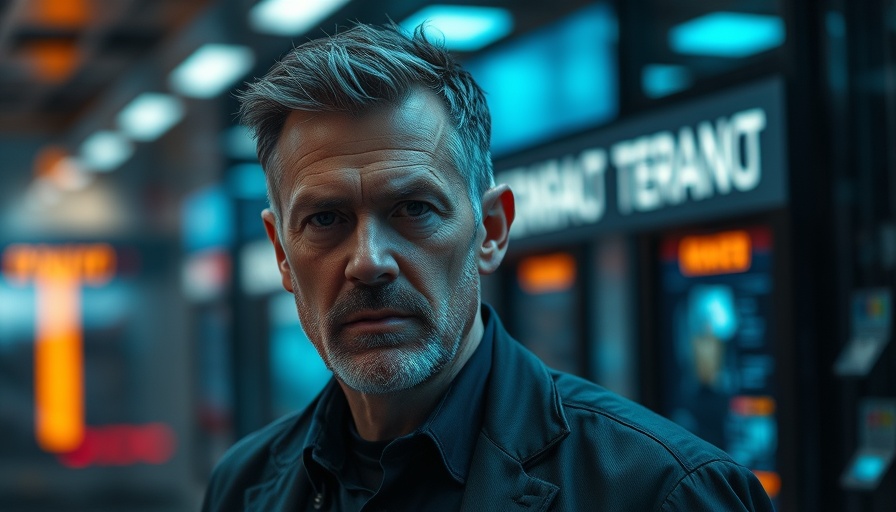 Intense man in high-tech background, Mission Impossible 8 Datenschutz