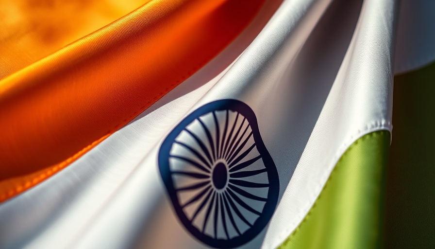 Colorful Indian flag close-up showcasing bright hues.