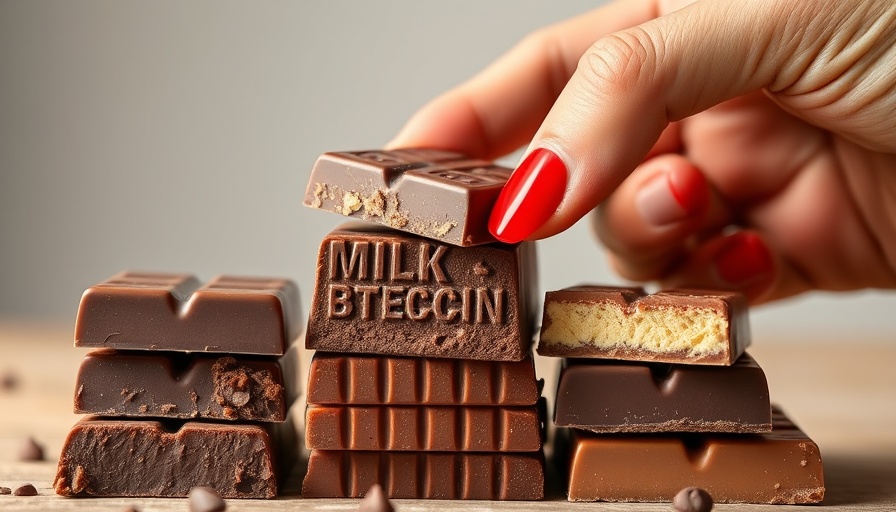 Assorted chocolate bars stacked with hand picking piece, beste Schokolade 2025.