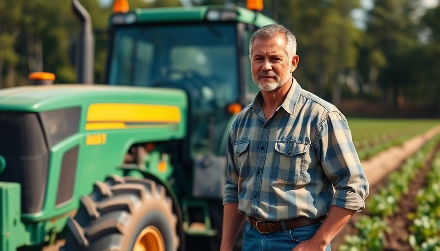 Mann pflanzt bei einem Traktor vorgekeimte Kartoffeln im Freien