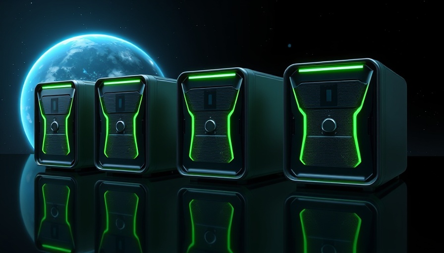 Futuristic UGREEN NAS devices in sleek design on a reflective surface.