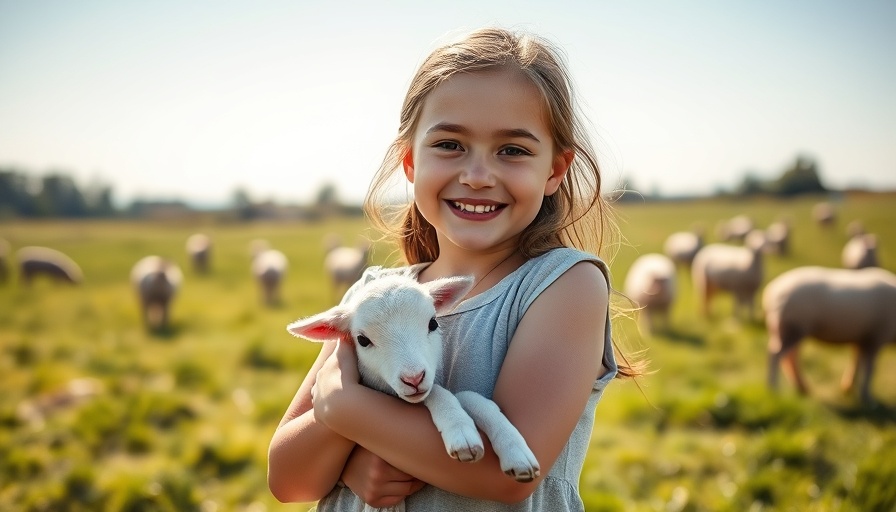 Young girl smiles holding a lamb on Hof Wilken.