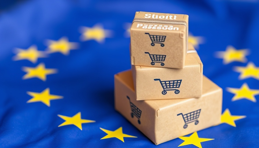 BuyFromEU Konsumverhalten concept with boxes on EU flag.