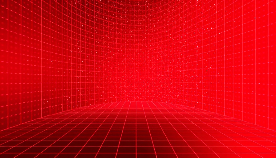 Digitized red and black grid representing Standortüberwachung Datenschutz.
