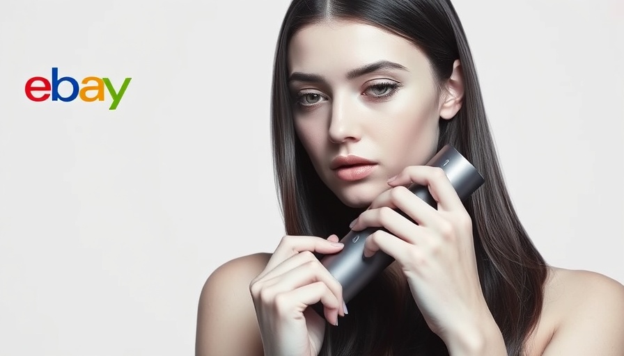 Woman using Dyson Airstrait on hair with eBay logo