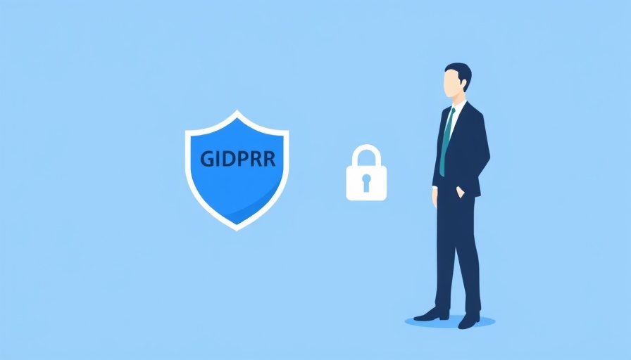 DSGVO-Schützen Geschäftsführer-Daten Illustration mit einer geschäftsmann mit GDPR-Schild.