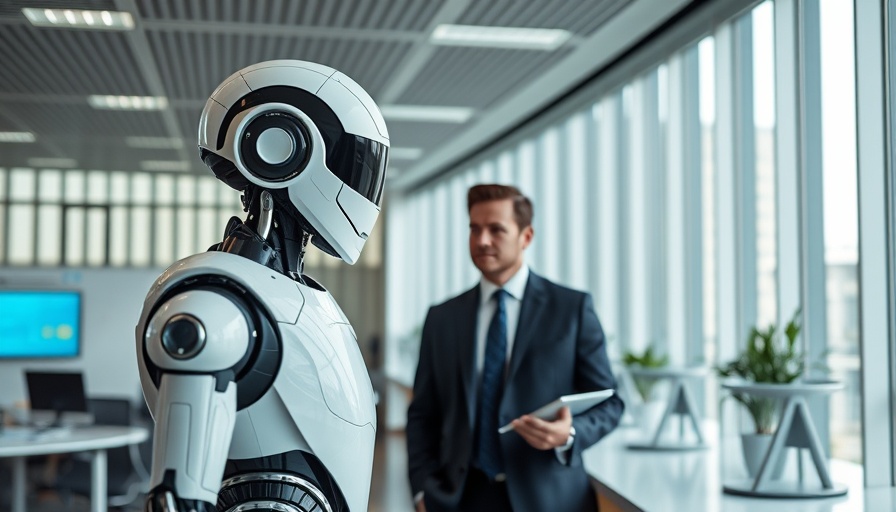 Futuristic government office with AI robot, Künstliche Intelligenz Bundesverwaltung.