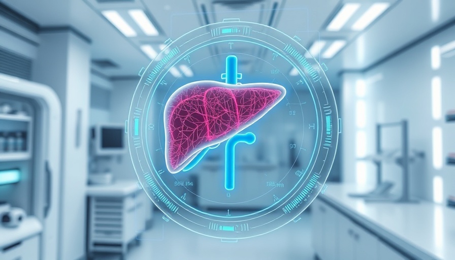 Futuristic AI diagnostic tool for liver disease in a lab, privacy-focused.