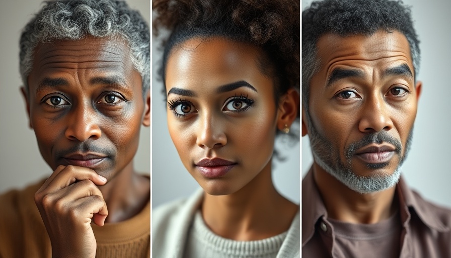 Collage of three individuals with distinct expressions, modern style.