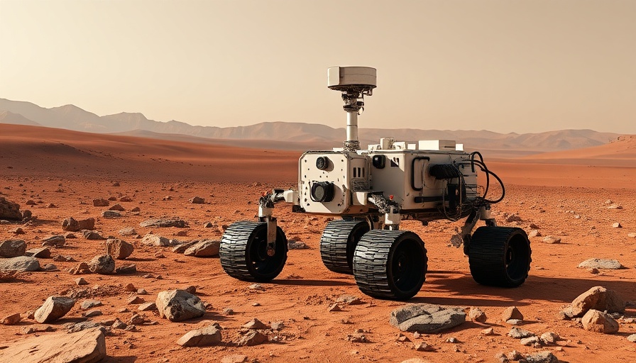 Mars rover conducting research on Kohlenstoffkreislauf auf dem Mars.