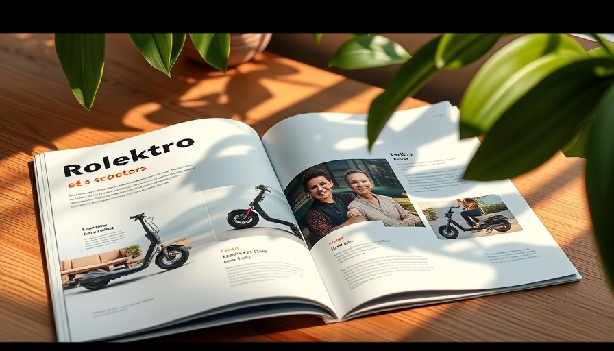 Rolektro E-Modelle bei Aldi catalog with e-scooter images on a wooden table