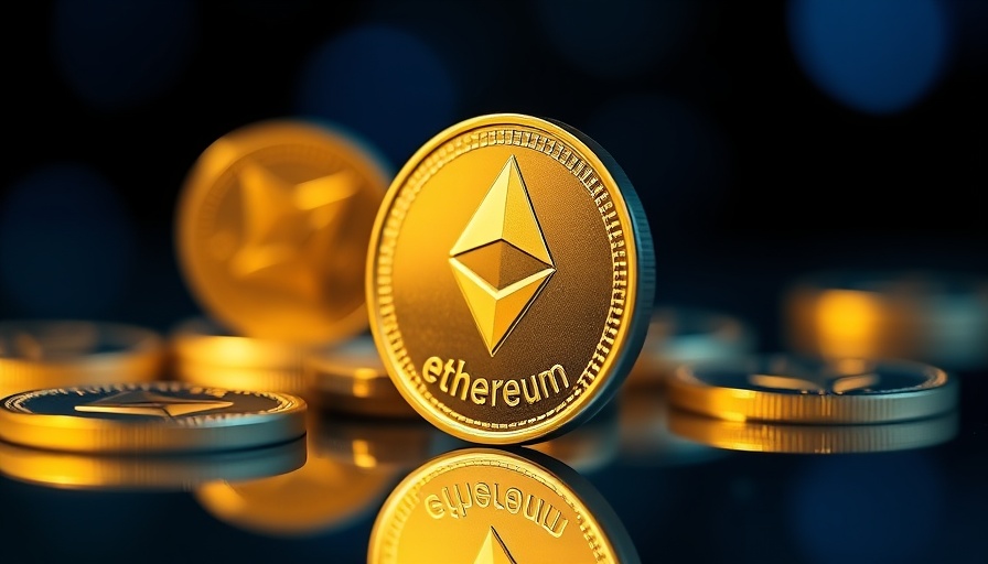 Ethereum coin reflection on glossy surface, Coinbase content coins.