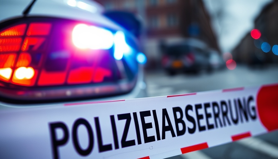 Flashing police siren with barricade tape at Verfolgungsjagd beim Osterfeuer Reinbek.