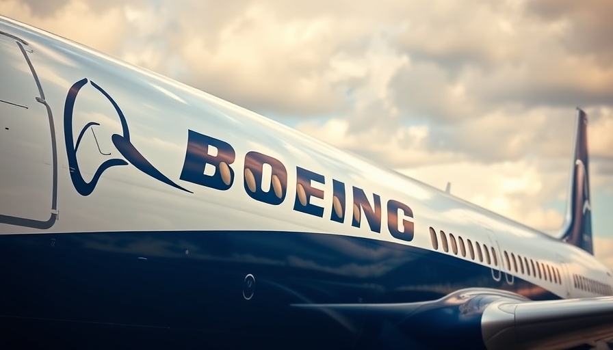 Close-up of Boeing logo on airplane body under cloudy sky