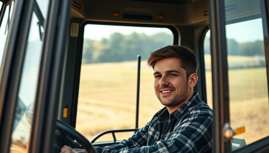 Feierabend genießen in Stormarn: Young man relaxing in a tractor cab with field view.