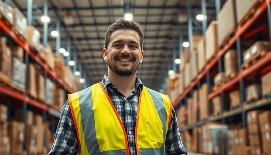 Warehouse worker at KI-Transfer-Hub with safety vest in warehouse.