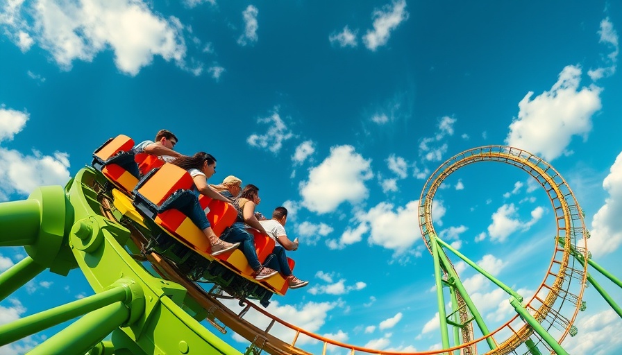 Thrilling roller coaster loop against bright blue sky showcasing safety standards.