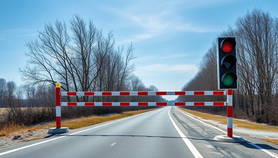 A23-Zufahrt Pinneberg roadblock with traffic light and barriers.