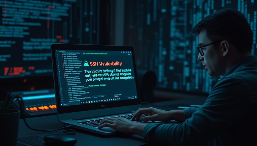 Cybersecurity alert on SSH vulnerability displayed on a computer screen.