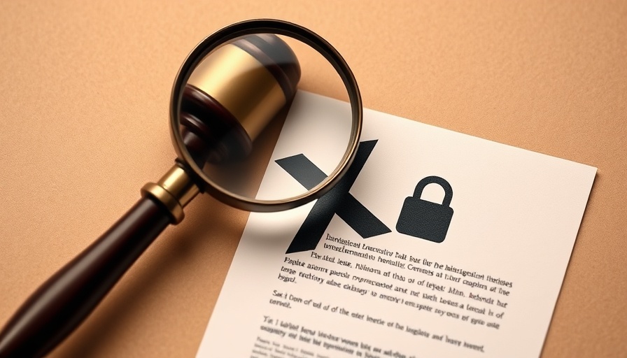 Symbolic image depicting Datenschutzrechtliche Untersuchung gegen X with magnifying glass and legal items.
