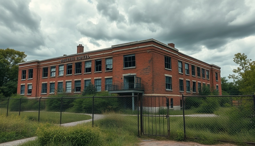 Abandoned Hotel Gutsmann with broken windows and fence