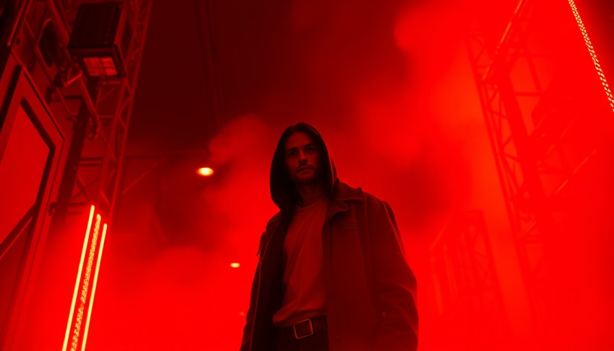 Mysterious figure in red-lit room, capturing the essence of toxische Liebe in You.