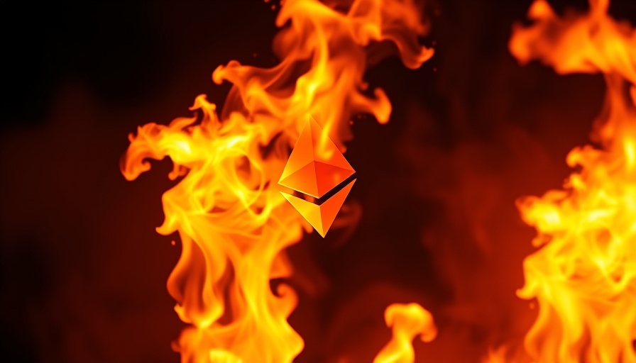 Ethereum logo in flames, symbolizing Schicksal von Ethereum.
