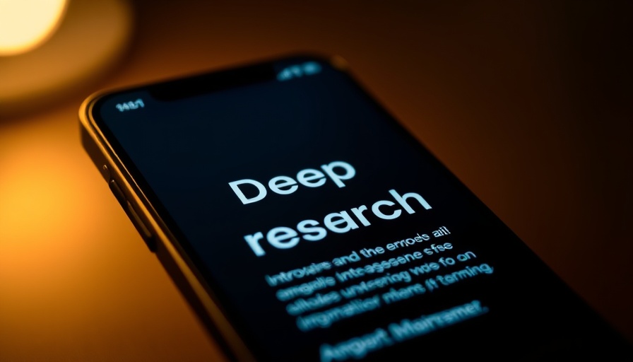 Close-up view of a smartphone highlighting ChatGPT deep research feature