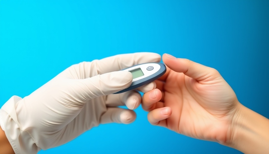 Glucometer testing blood sugar to diagnose diabetes, close-up.