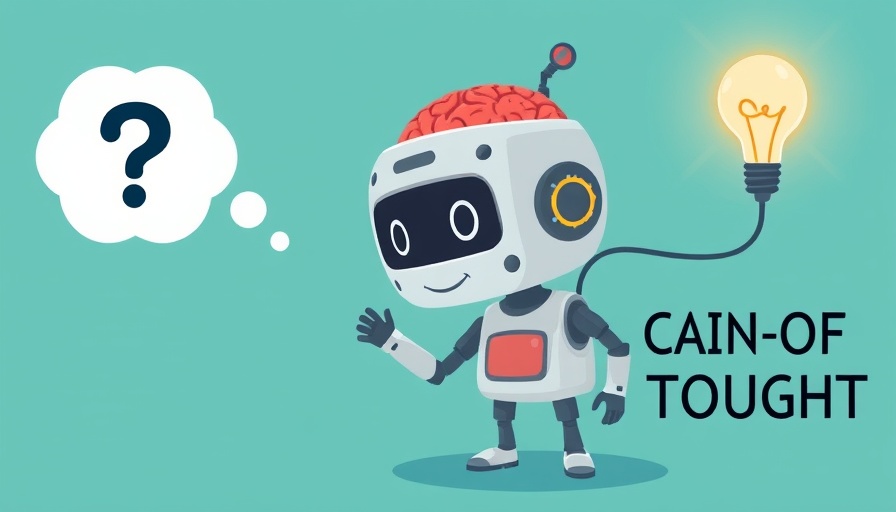 Zuverlässigkeit von Chain-of-Thought in KI visualized by cartoon robot connected to light bulb.