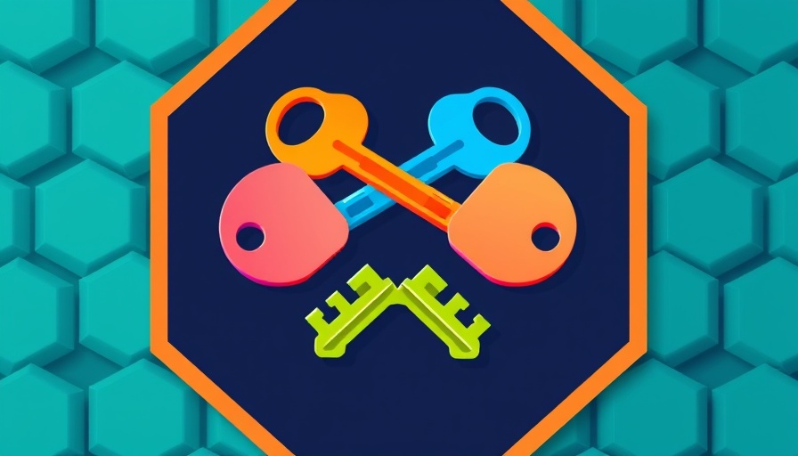 Colorful keys symbolizing cybersecurity in geometric design.