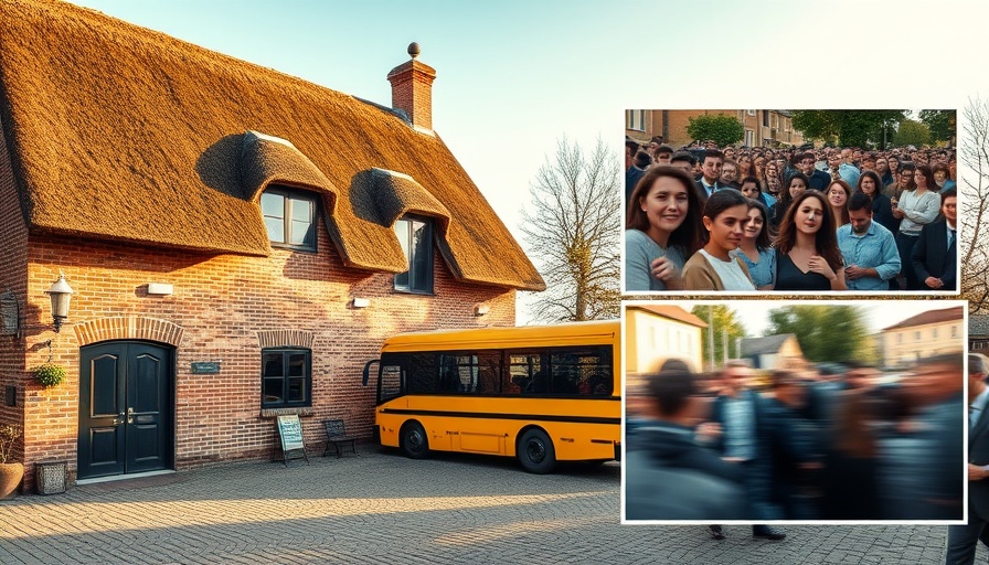 Rassismus Skandal Sylt: Thatched building and crowd with obscured faces.