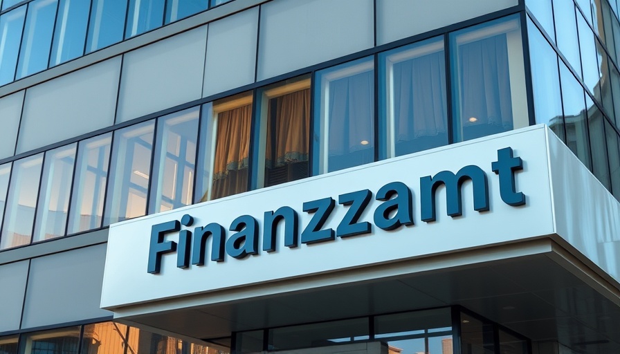 Office building with 'Finanzamt' sign, related to Wirtschafts-Identifikationsnummer.